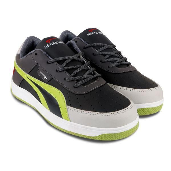 Richale Segastar black white & parrot green men's casual shoes - premium synthetic shoes with lace closure, featuring a modern artistic touch in UK/IND size 6/US size 7/EUR size 40
