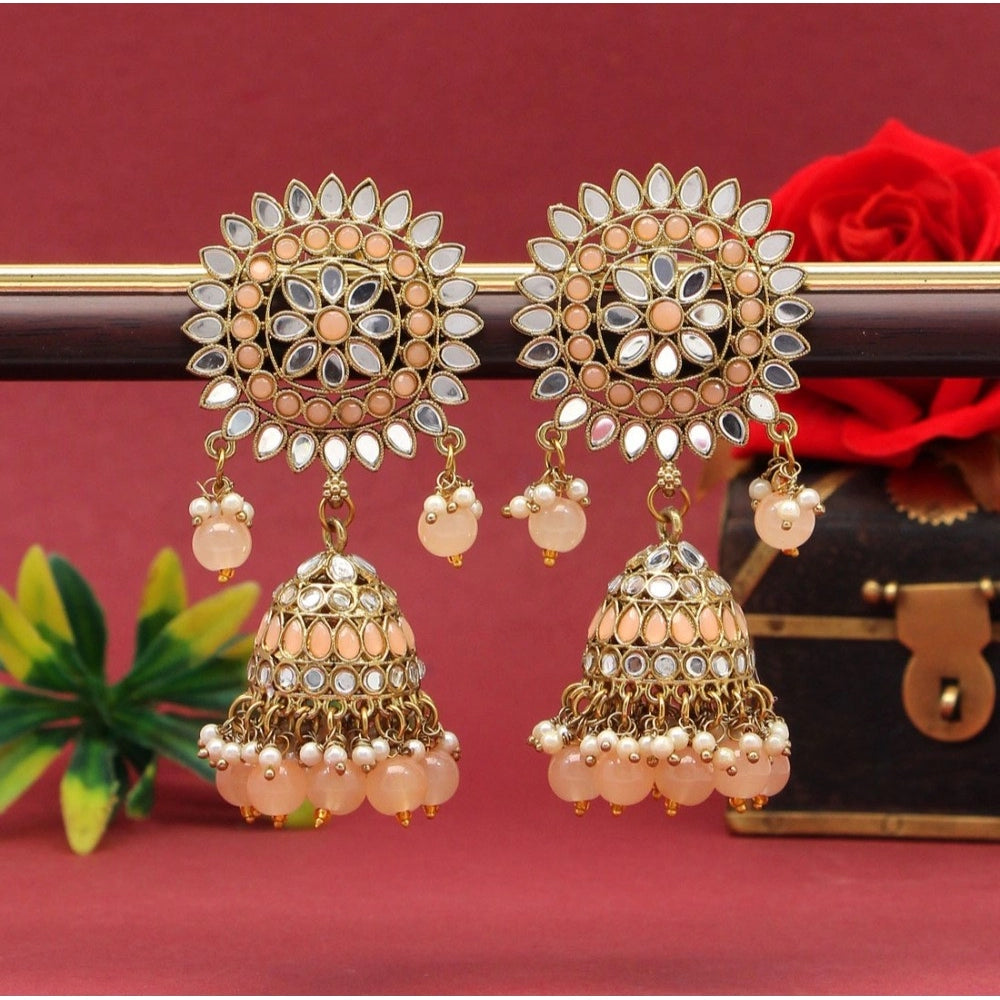Women's Peach Color Mirror Earrings - GillKart