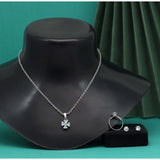 Women's Silver Color Stone Locket Pendant Set Adjustable Ring - GillKart