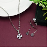 Women's Silver Color Stone Locket Pendant Set Adjustable Ring - GillKart