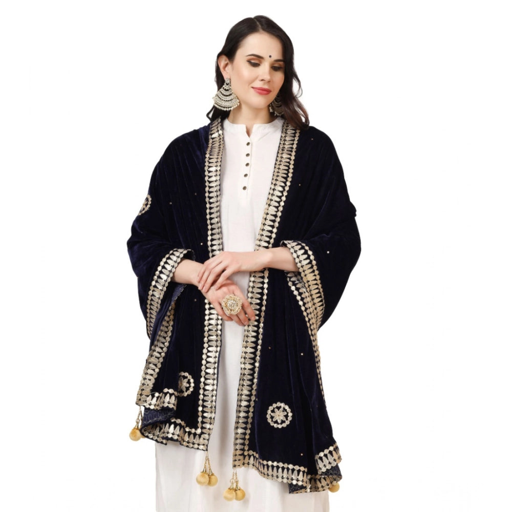 Blue Velvet Gotta Patti Dupatta for festive occasions, 2.25-2.50m length