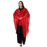Red cotton embroidered dupatta for festive occasions (length: 2.25-2.50 mtr)