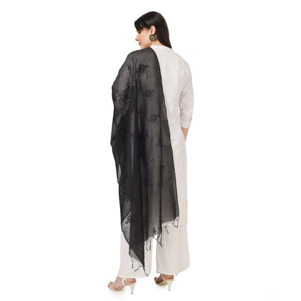 Black cotton embroidered dupatta for festivals, 2.25-2.50 mtr length