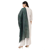 Green cotton embroidered dupatta for festive occasions, 2.25-2.50m length