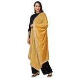 Yellow velvet Gotta Patti dupatta for women's festive wear, 2.25-2.50 m length