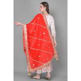 Red velvet Gotta Patti dupatta for festive occasions, length 2.25-2.50mtr