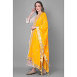 Yellow velvet Gotta Patti dupatta for festive occasions, 2.25-2.50 mtr length