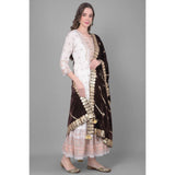 Brown velvet Gotta Patti dupatta for festive occasions, length 2.25-2.50 mtrs