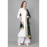 Green velvet Gotta Patti dupatta for festive occasions, length 2.25-2.50mtr