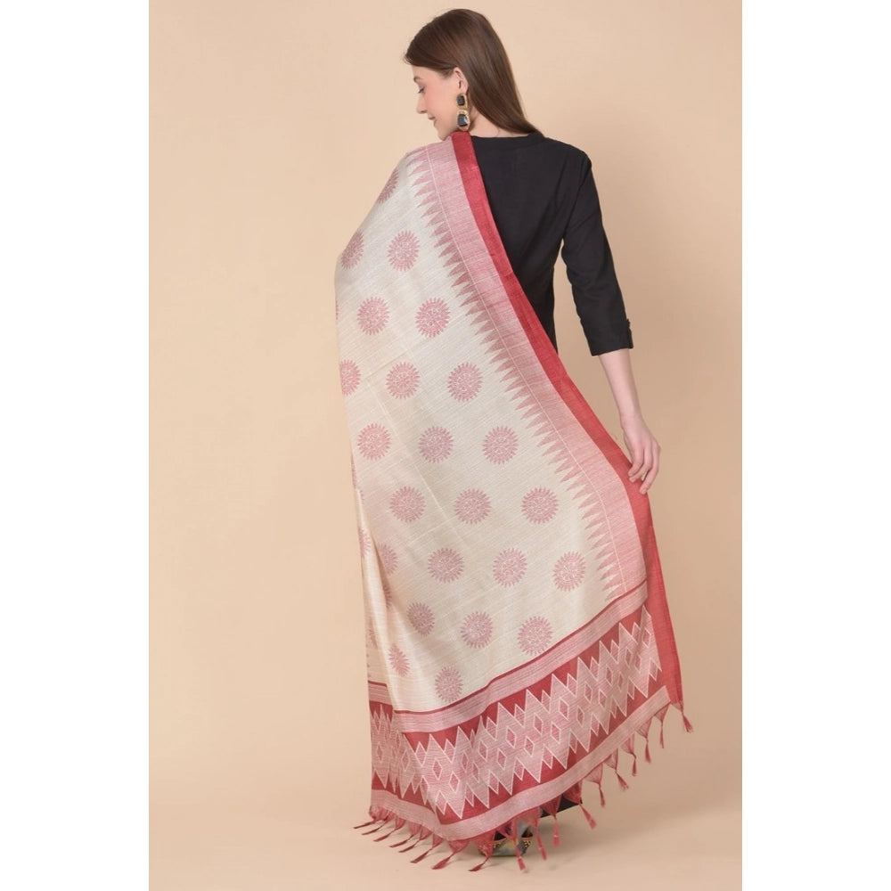 Maroon art silk printed dupatta (2.25-2.50 mtr), ideal for casual occasions