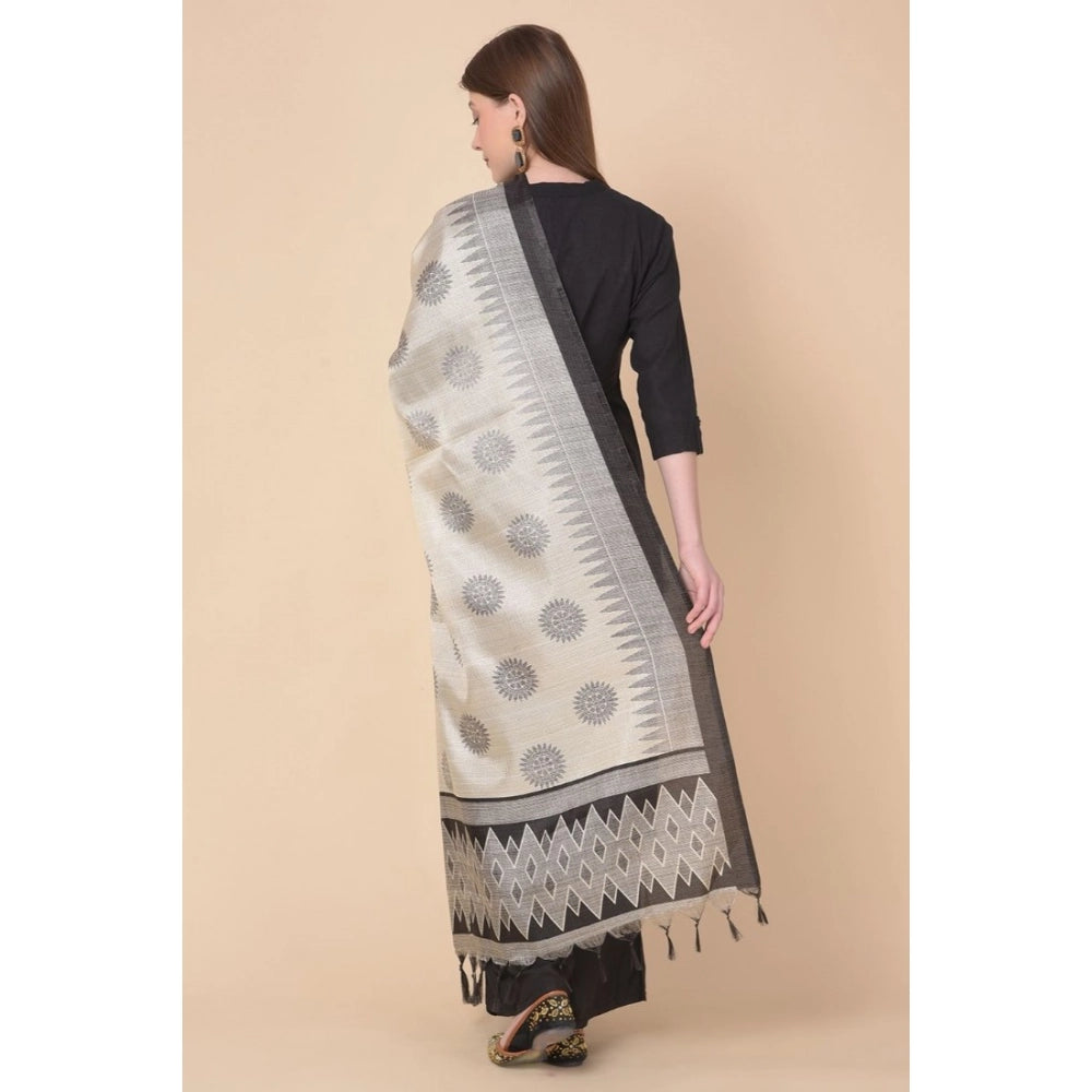 Art Silk printed black dupatta for women (length 2.25-2.50mtr), versatile casual wear accessory