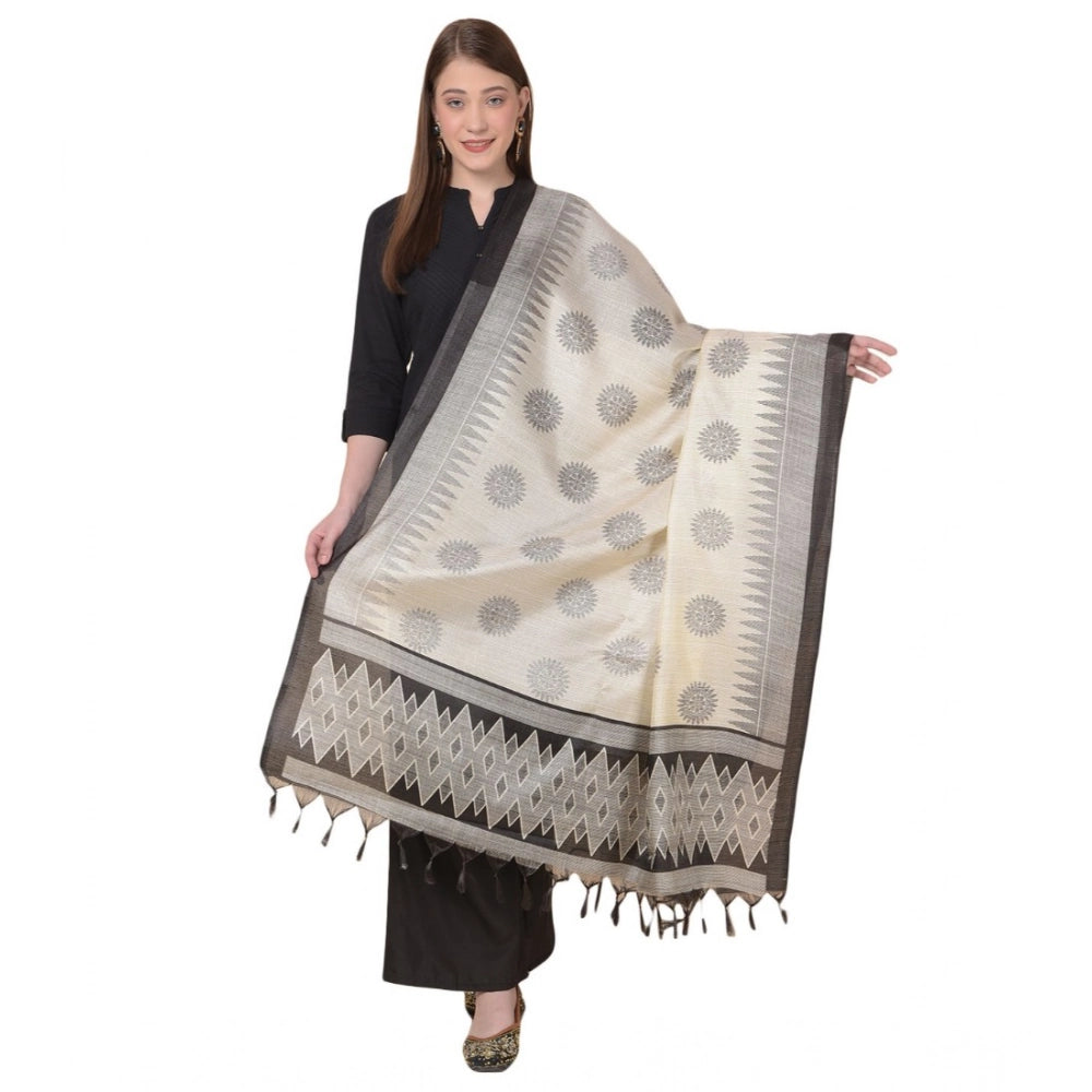 Art silk printed black dupatta for women, length 2.25 to 2.50 mtr, suitable for casual occasions