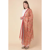 Art Silk Printed Red Dupatta (2.25-2.50 mtr), vibrant pattern for casual occasions, women's traditional attire