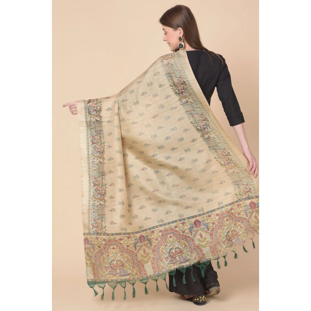 Art silk printed gold dupatta for women, casual occasion, length 2.25-2.50mtr