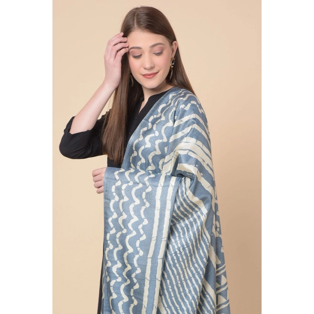 Art silk grey dupatta for women, printed pattern, length 2.25-2.50 mtrs, suitable for casual occasions