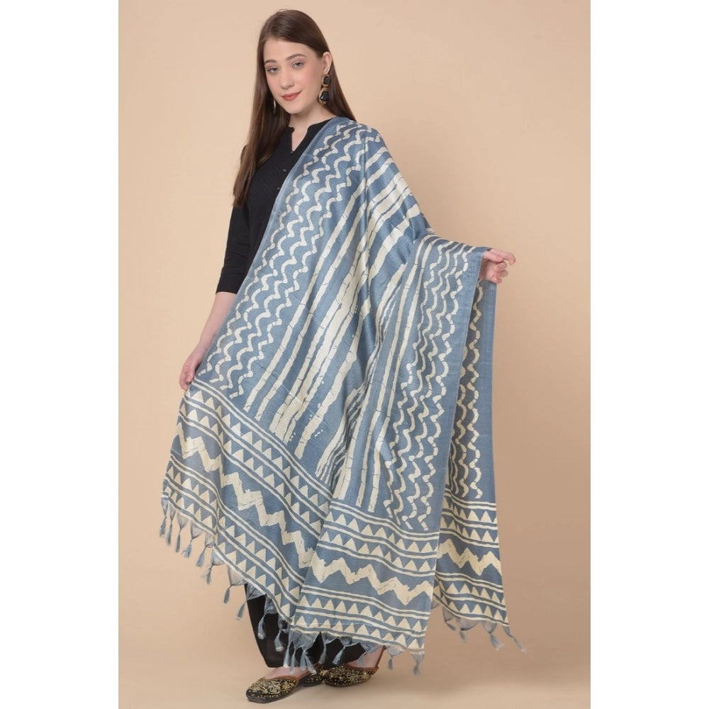 Art silk printed grey dupatta for women, 2.25-2.50 mtr length for casual occasions