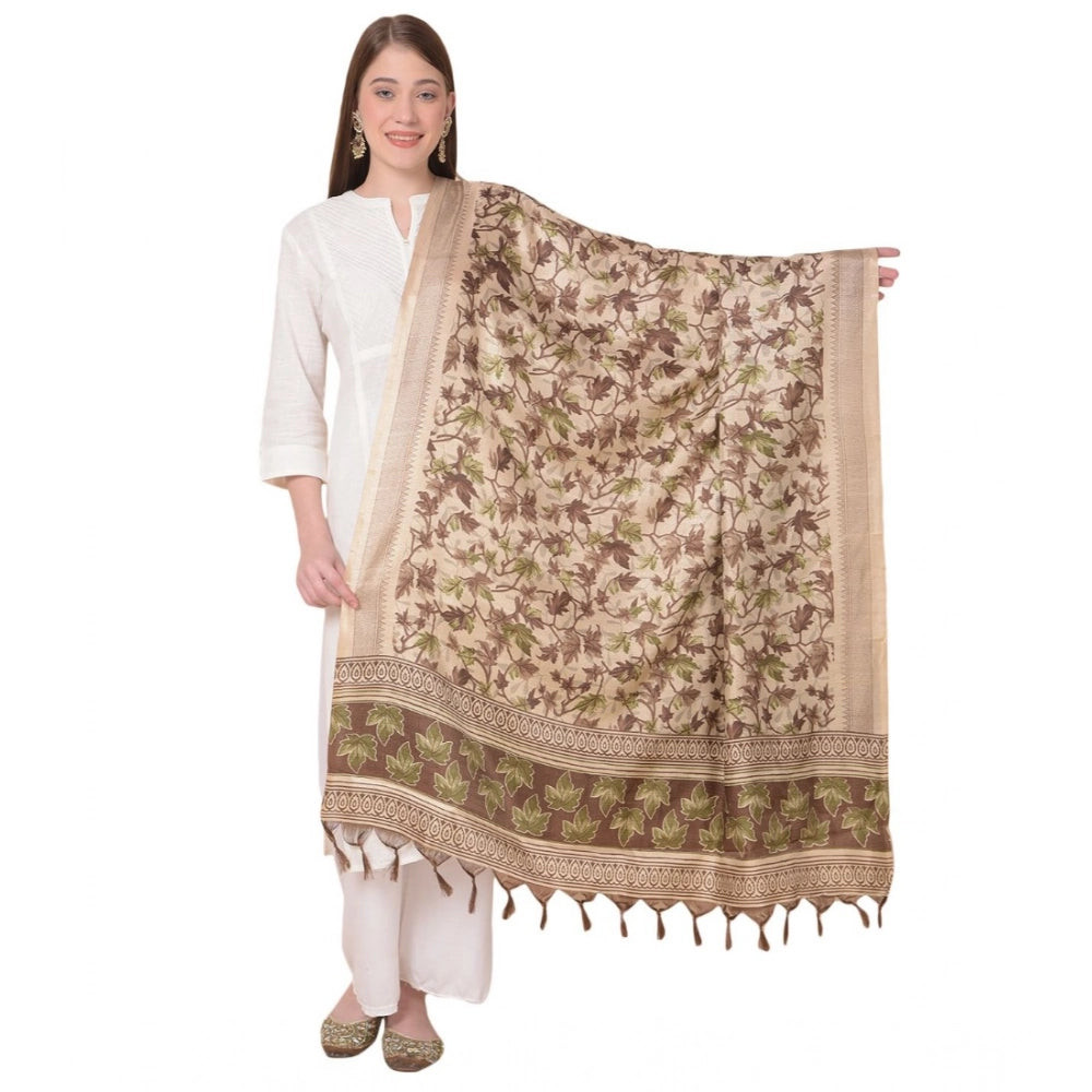 Gold art silk printed dupatta, vibrant gold pattern on women's casual wear, length 2.25-2.50 mtr