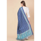 Art silk printed blue dupatta for women, vibrant pattern, casual occasion wear