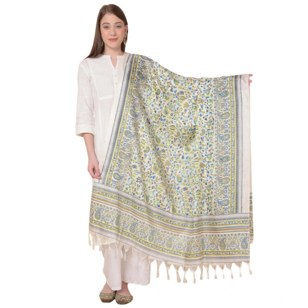 Art Silk printed grey dupatta for women, length 2.25 to 2.50 mtr, suitable for casual occasions