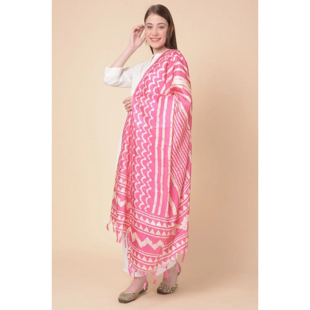 Art silk printed pink dupatta for women, length 2.25-2.50m, suitable for casual occasions