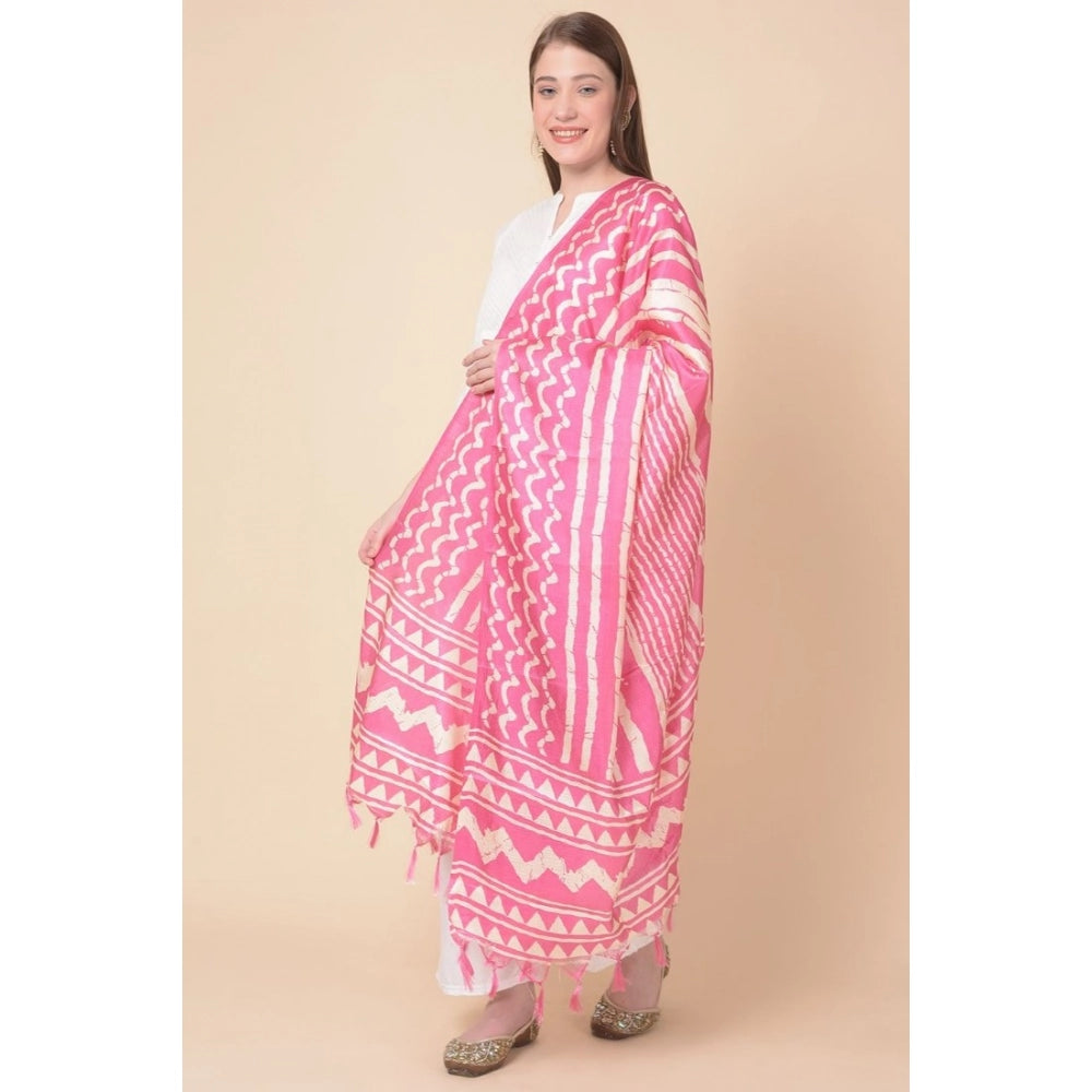 Art Silk printed pink dupatta for women (2.25-2.50 mtr), perfect for casual occasions
