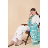 Art silk printed turquoise dupatta (2.25-2.50mtr), ideal for casual wear events