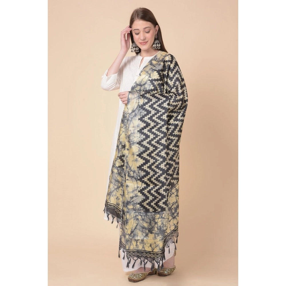 Black Art Silk Printed Dupatta (2.25-2.50m), ideal for casual occasions