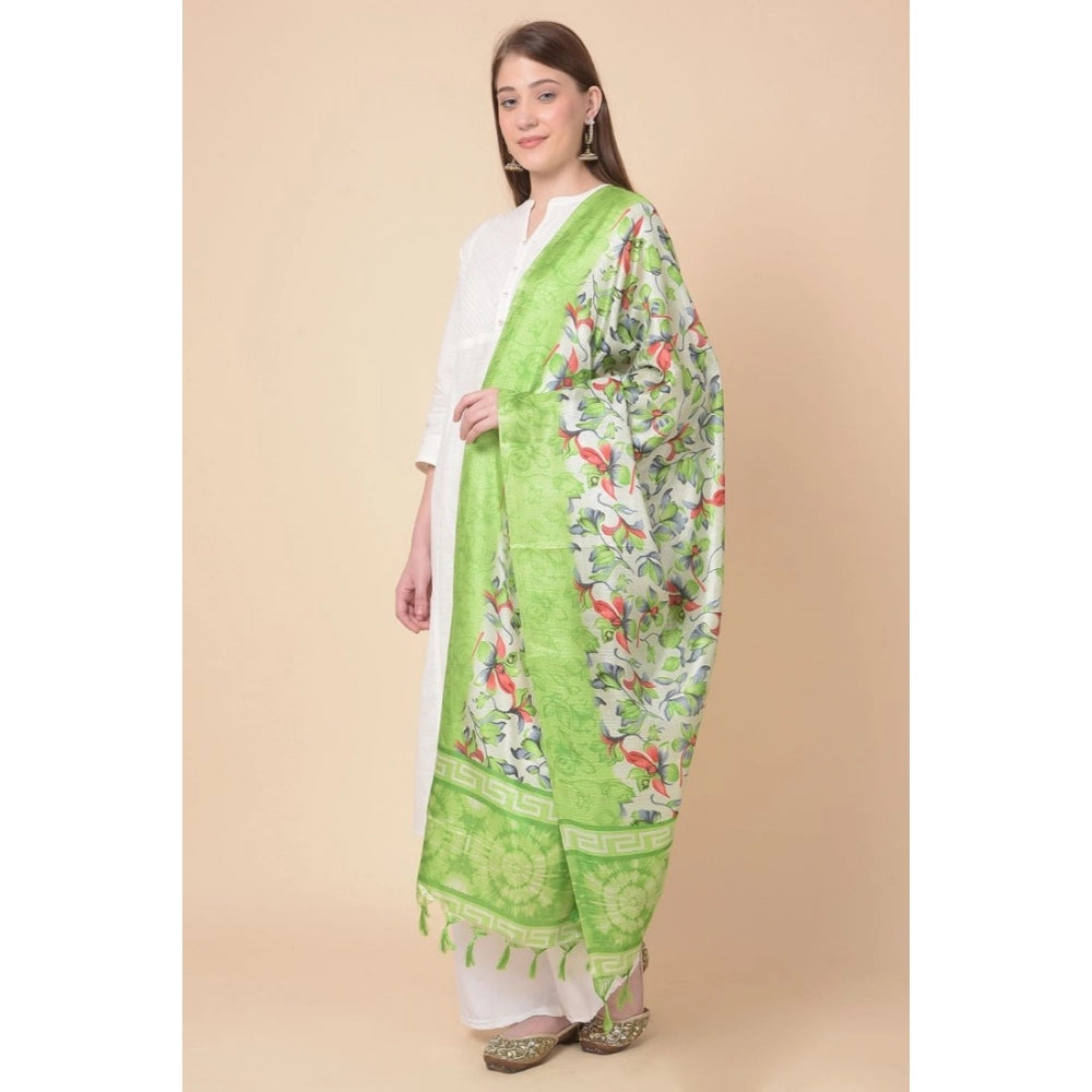 Art silk printed light green dupatta, 2.25 to 2.50 mtr length for casual women's wear