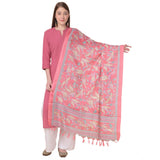 Art silk pink dupatta, intricate printed pattern, casual women's fashion accessory (2.25-2.50mtr)