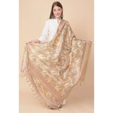 Light brown art silk dupatta (2.25-2.50mtr), vibrant printed design for casual occasions