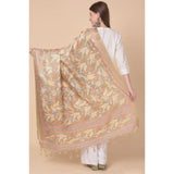 Light brown art silk printed dupatta for women, perfect length for casual occasions (2.25-2.50 mtr)