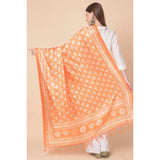 Art silk printed orange dupatta for women, length 2.25-2.50m, suitable for casual occasions