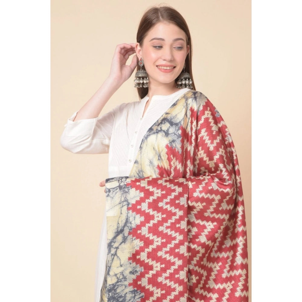 Maroon art silk printed dupatta for casual wear, vibrant pattern on a 2.25-2.50m length