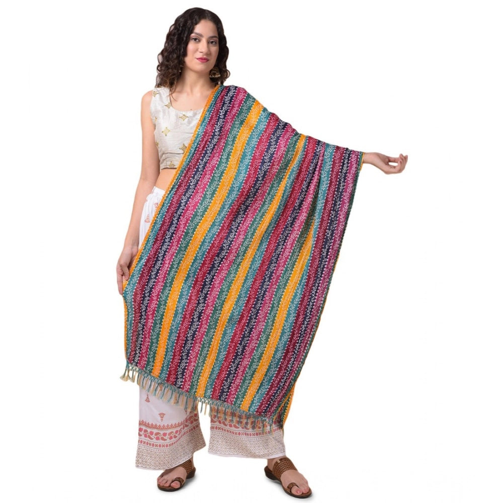 Multicolor Chanderi printed dupatta for women, length 2.25-2.50mtr - suitable for casual occasions