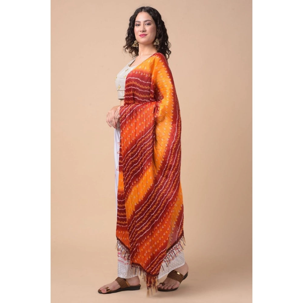 Multicolor Chanderi printed dupatta for casual wear, 2.25-2.50m length