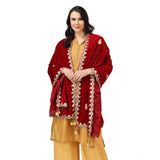 Maroon velvet Gotta Patti Dupatta (2.25-2.50m), ideal for festive occasions