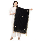 Black velvet Gotta Patti dupatta for festive occasions, 2.25-2.50m length