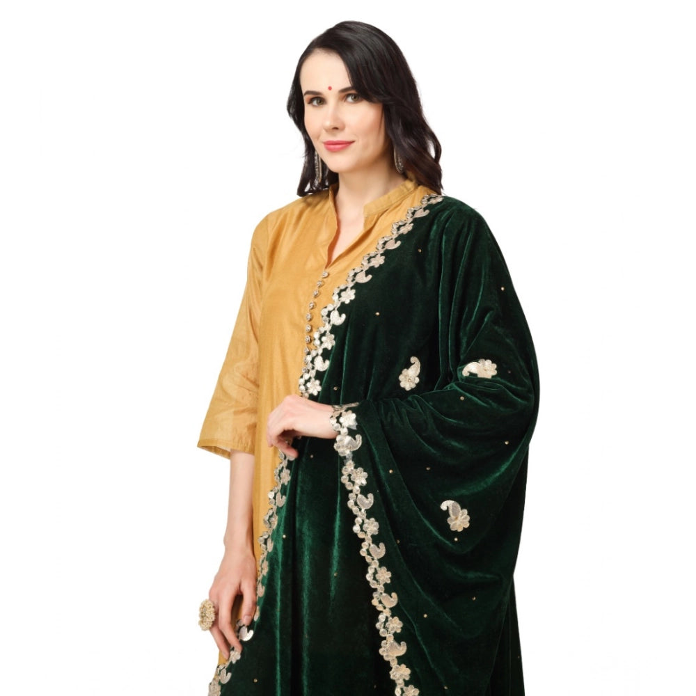 Green velvet Gotta Patti dupatta (2.25-2.50mtr), festive women's fashion accessory
