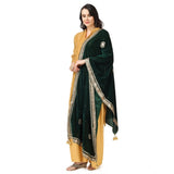 Green velvet Gotta Patti dupatta for women's festive attire, length 2.25-2.50m