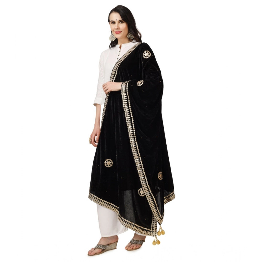 Black velvet Gotta Patti dupatta (2.25-2.50mtr), festive women's wear, velvet material