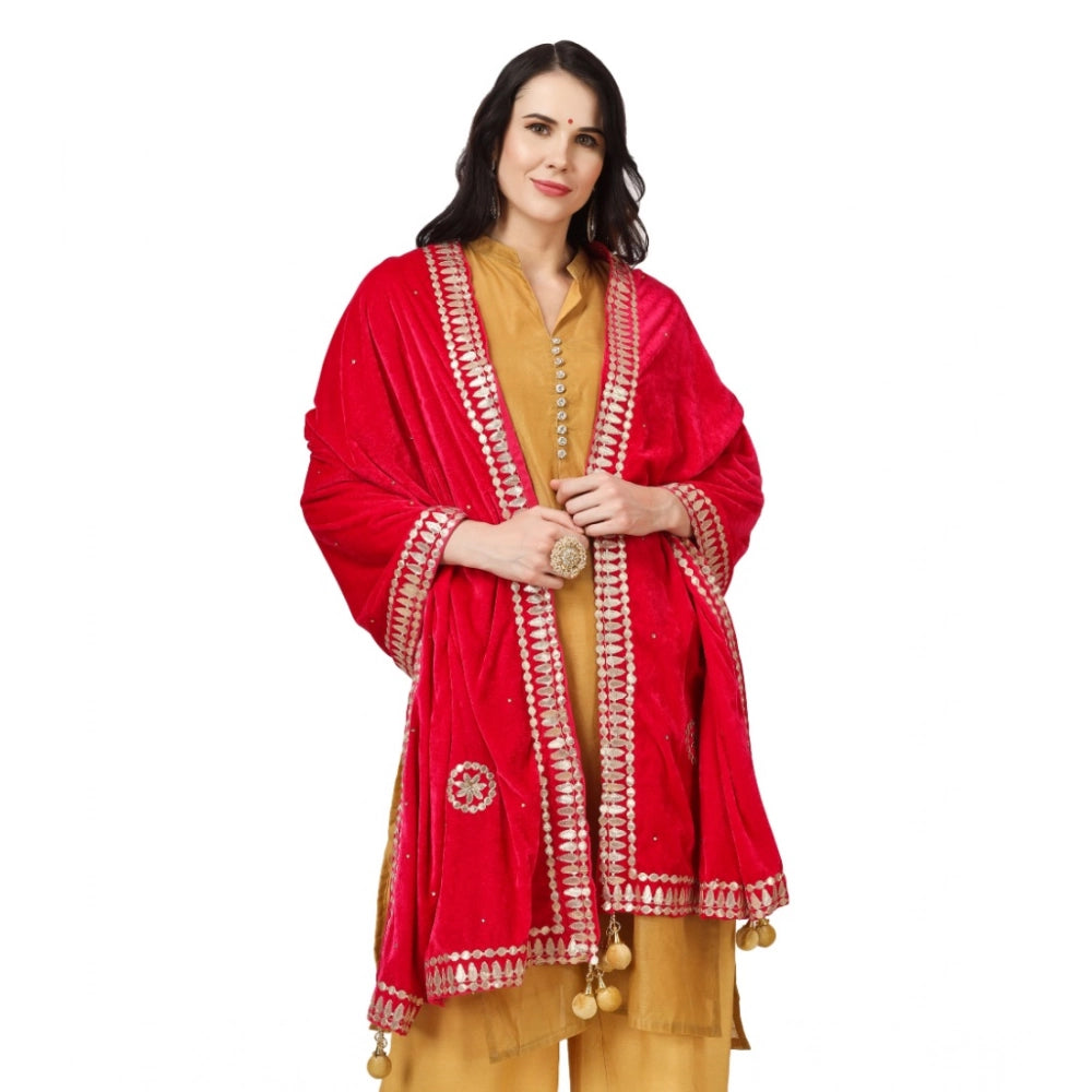 Pink velvet Gotta Patti dupatta for women, festive occasion wear, 2.25 - 2.50 m length