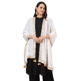 White velvet Gotta Patti dupatta, festive women's wear, 2.25-2.50m length