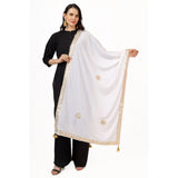 White velvet Gotta Patti dupatta for festive occasions, 2.25-2.50 mtr length