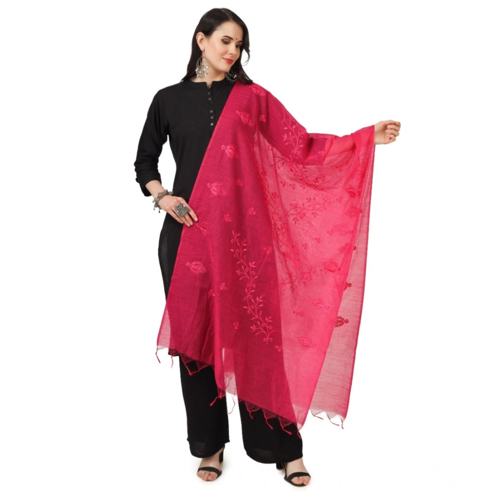 Maroon cotton embroidered dupatta for festive occasions, 2.25-2.50m length