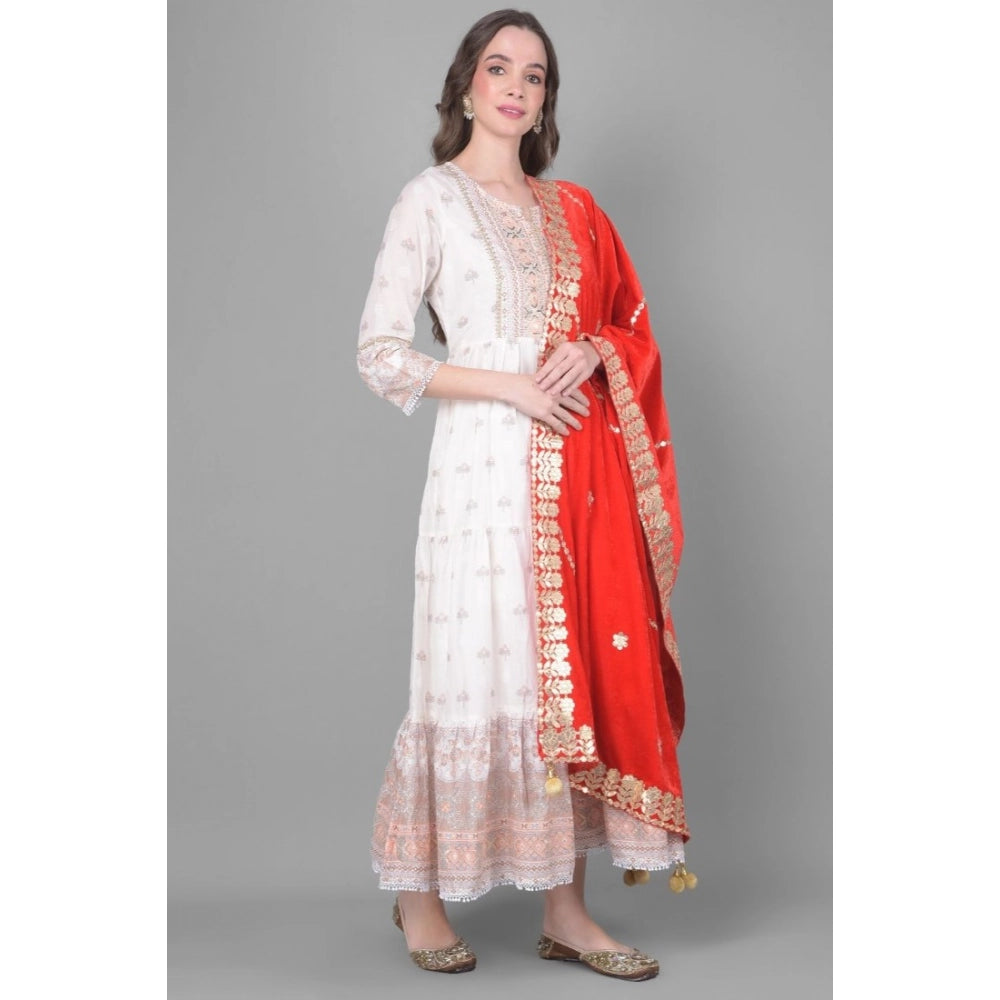 Red velvet gotta patti dupatta (2.25-2.50 mtr), ideal for festive occasions