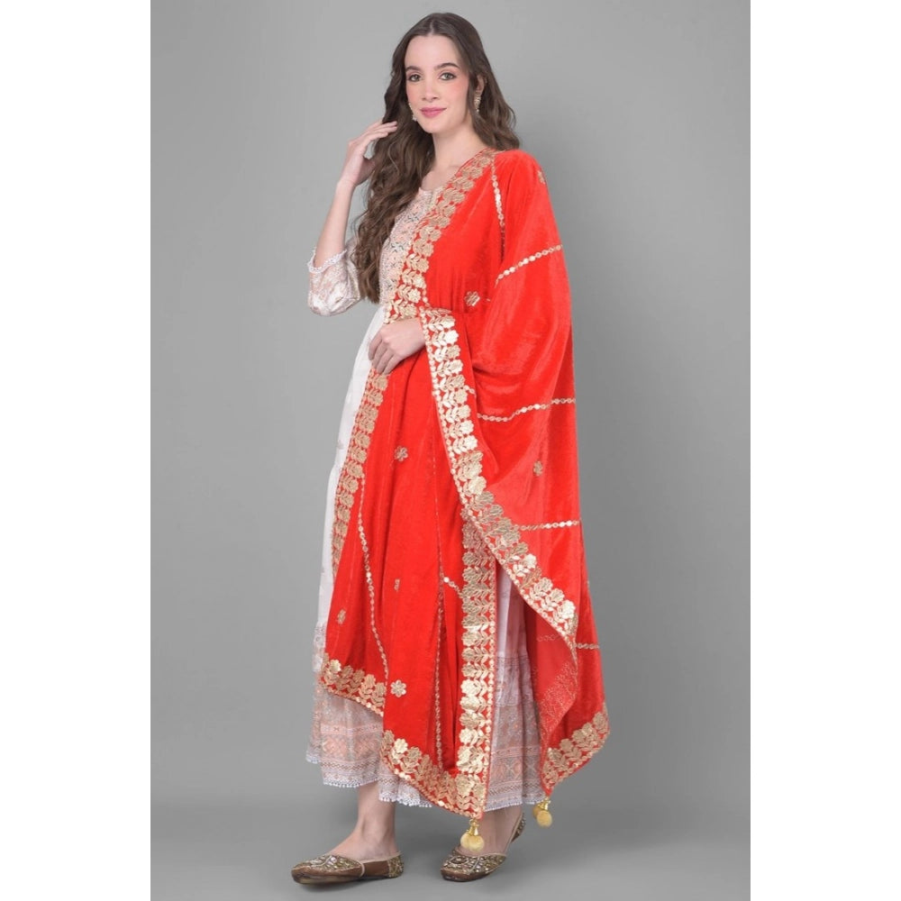 Red velvet Gotta Patti dupatta for festive occasions, 2.25-2.50m length