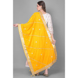 Yellow velvet Gotta Patti dupatta for festive wear, length 2.25-2.50m