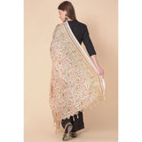 White art silk printed dupatta for casual occasions, length 2.25-2.50mtr