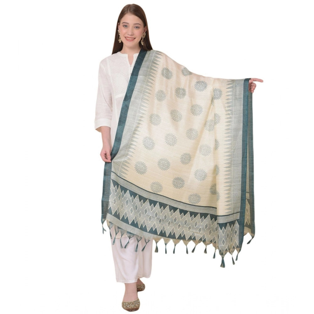 Art silk printed grey dupatta for women, casual occasion wear, 2.25-2.50 mtr length