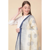 Women's Art Silk Printed Dupatta (Blue, Length: 2.25 to 2.50 Mtr)